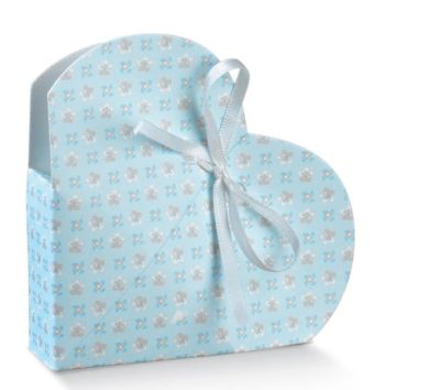 Cuore portaconfetti CELESTE linea bloom bomboniera nascita