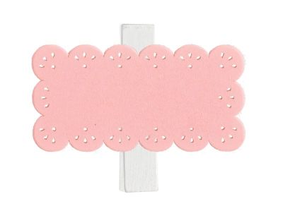 Targhetta legno traforata ROSA con molletta decorazione bomboniera