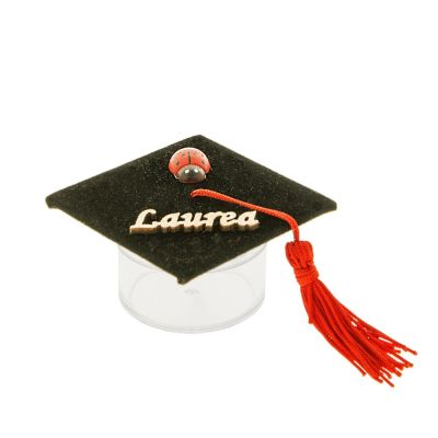 Tocco LAUREA portaconfetti NERO con base in plexi tonda BOMBONIERA