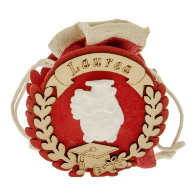 ALLORO Scatolina legno portaconfetti 8 cm BOMBONIERA LAUREA