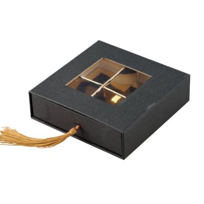 Scatola degustazione confetti TELATA NERA 12x12x4 cm BOMBONIERA LAUREA