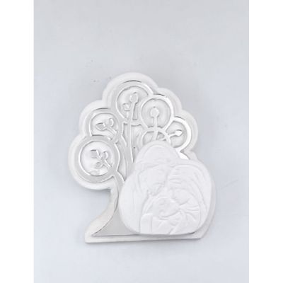 Calamita ALBERO plexi ARGENTO con SACRA FAMIGLIA 5 cm BOMBONIERA