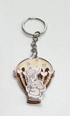Portachiavi MONGOLFIERA ELEFANTE ROSA 5 cm BOMBONIERA