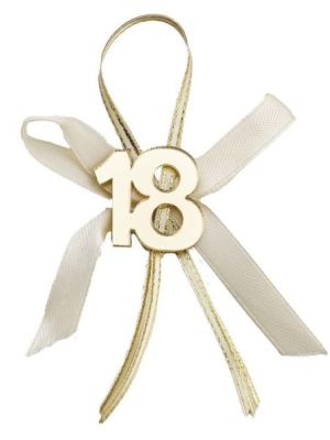 Applicazione 18 plexi oro con fiocco decorazione BOMBONIERA