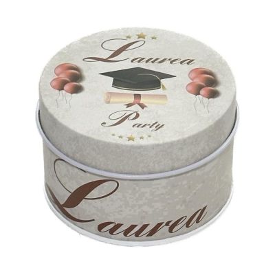 Scatola portaconfetti in latta con tocco LAUREA 6.5x4 cm BOMBONIERA
