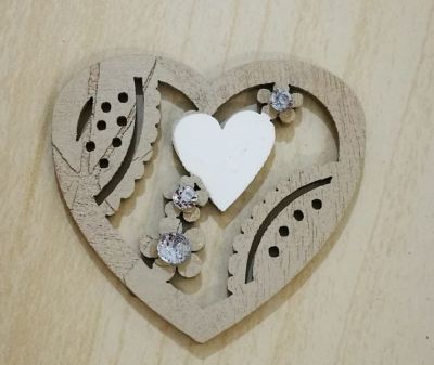Cuore In legno Tortora applicazione decorazione bomboniera
