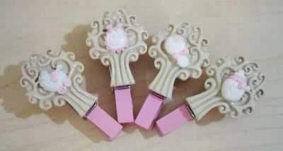 Molletta legno ALBERO DELLA VITA resina ROSA bomboniera nascita bambina