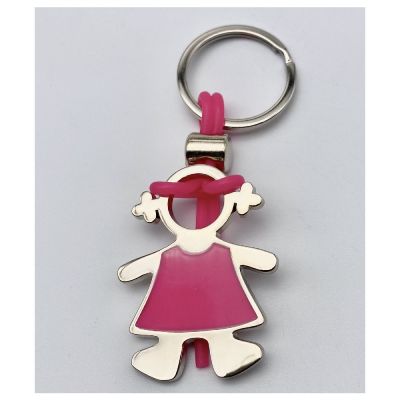 Portachiavi rosa bambina metallo silicone bomboniera battesimo