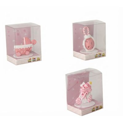 SOFT Soggetto nascita rosa bambina in fimo bomboniera