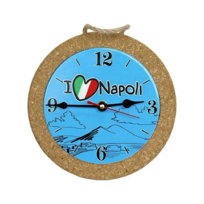 Orologio in ceramica e sughero design NAPOLI 19 cm BOMBONIERA