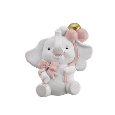 Calamita in resina ELEFANTE ROSA con palloncini 4 cm BOMBONIERA
