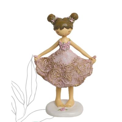 Bambina Bimba resina con vestito ROSA 10 cm BOMBONIERA