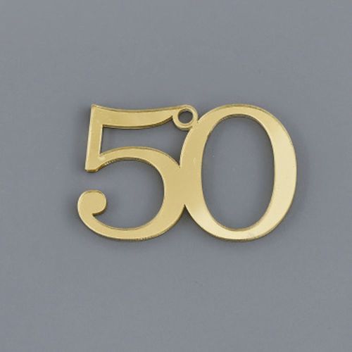 Numero 50 in plexiglass ORO 3.5X5 cm DECORAZIONE BOMBONIERA NOZZE D'ORO