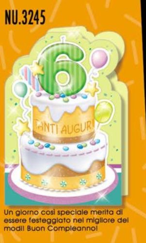 Biglietto auguri compleanno 6 ANNI una torta per te