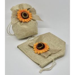 Sacchetto juta con raffia gialla e girasole