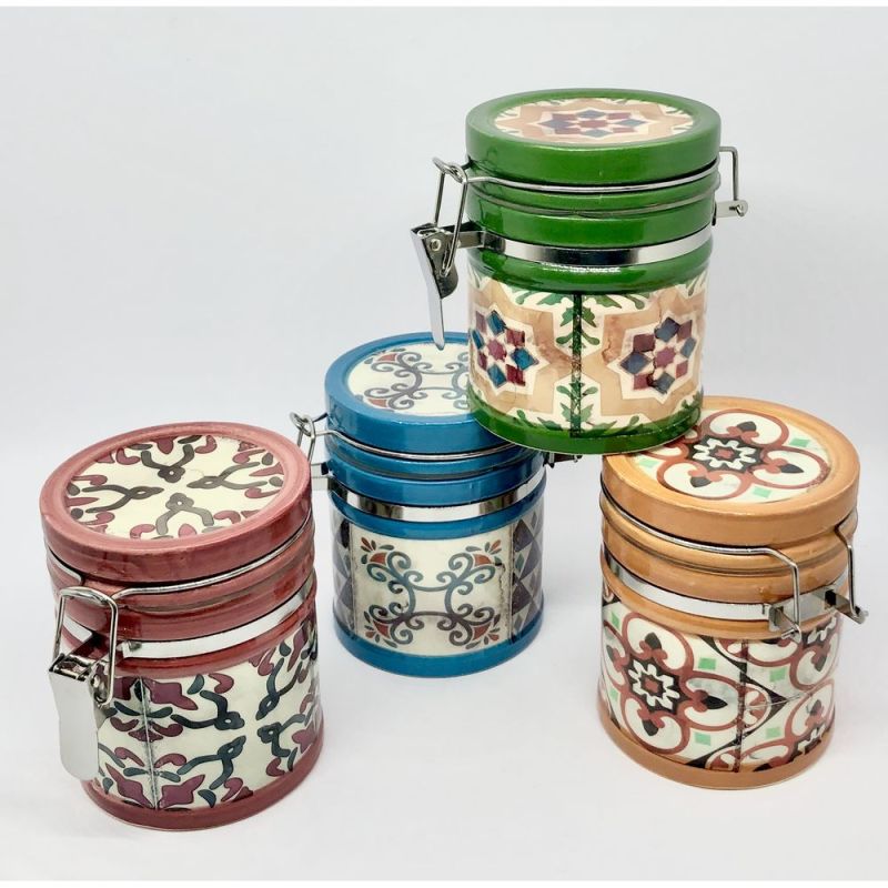 1 PZ VIETRI Barattolo portaconfetti ceramica MAIOLICA 9.5 cm BOMBONIERA