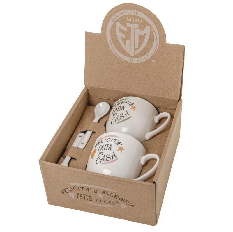 FANTASIE Set regalo da 2 tazze cappuccino in scatola regalo BOMBONIERA