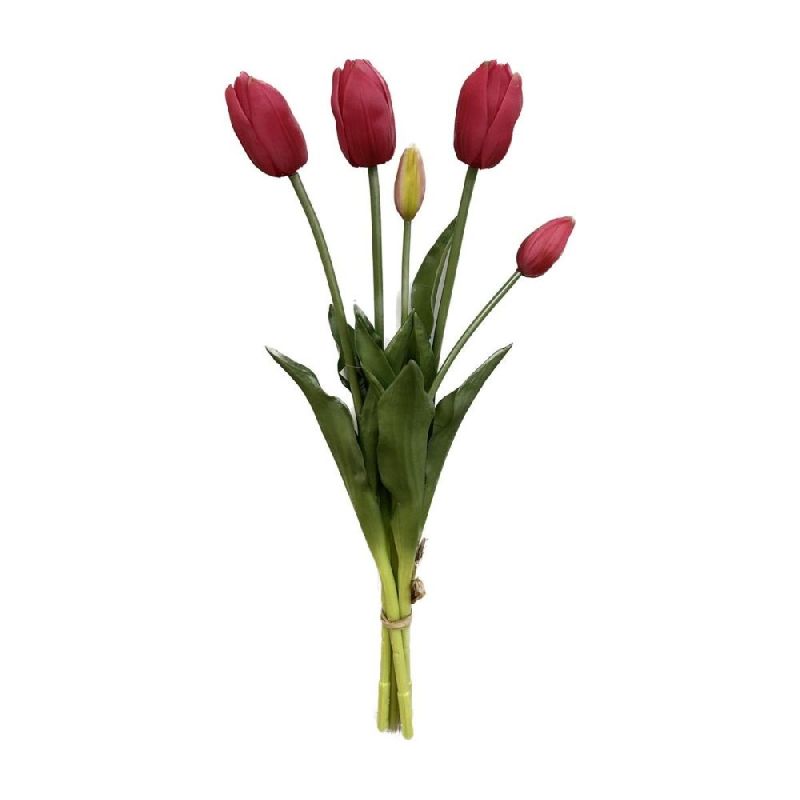 Fiori Artificiali TULIPANO BUSH Bouquet da 5 fiori col. BEAUTY PINK 45cm
