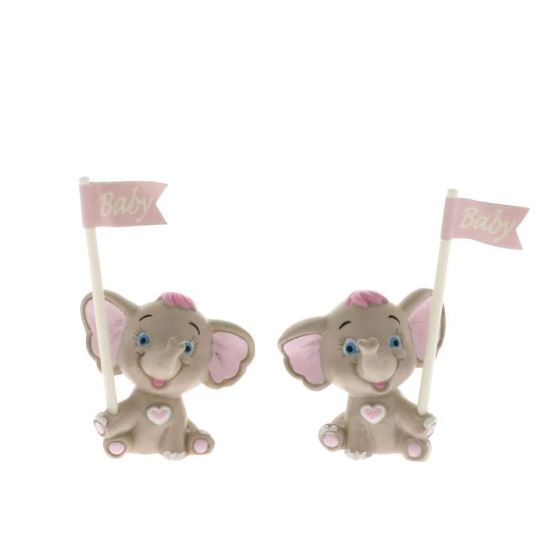 1 PZ Elefante Elefantino ROSA in resina 7.5 cm BOMBONIERA