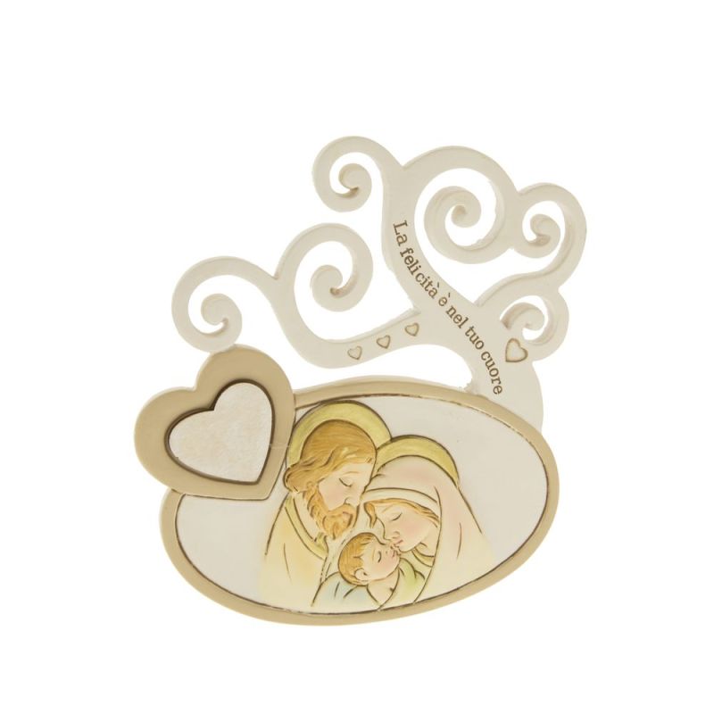 CUORE Icona resina albero vita SACRA FAMIGLIA 12x10cm BOMBONIERA