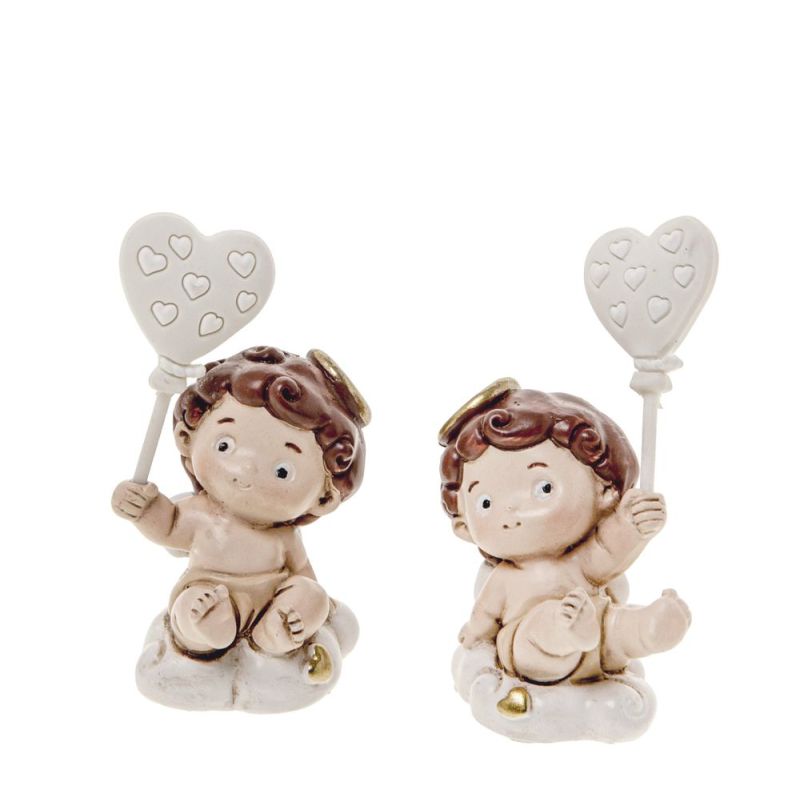 1 PZ DOLCINO Statuina ANGELO in resina 7 cm BOMBONIERA