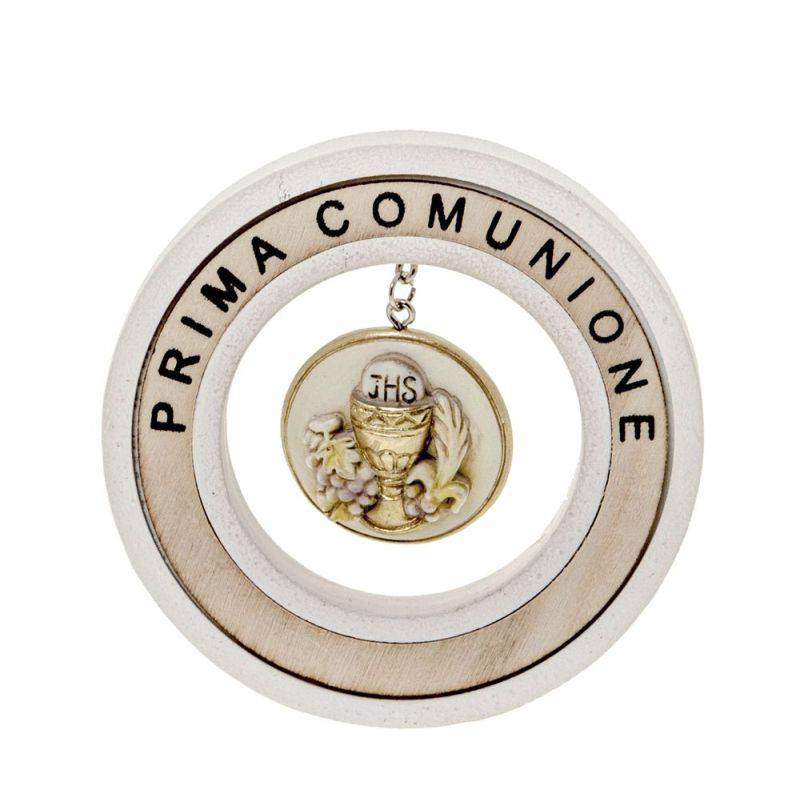 PENDOLO icona PRIMA COMUNIONE in resina 9 cm BOMBONIERA