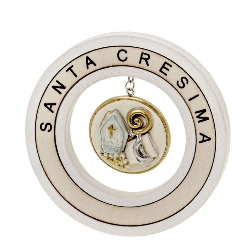 PENDOLO icona SANTA CRESIMA in resina 11 cm BOMBONIERA