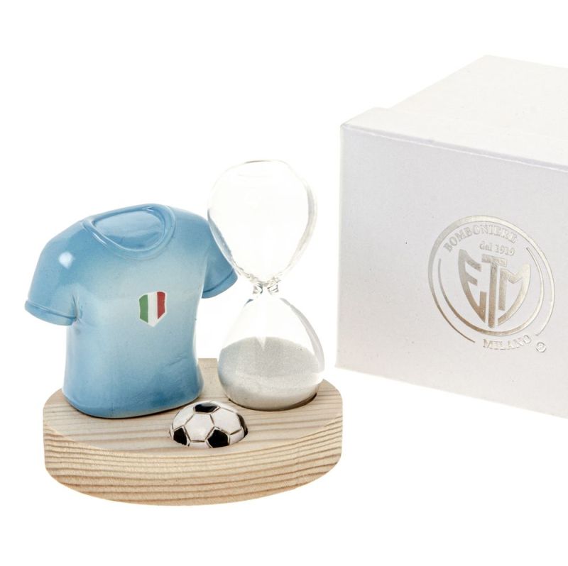 SCUDETTO Clessidra E T-shirt italia su base legno 8x8 cm BOMBONIERA