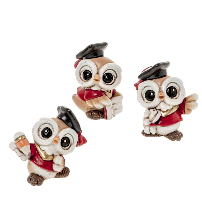 1 PZ LAURO Gufo Gufetto con tocco in resina 5 cm BOMBONIERA LAUREA