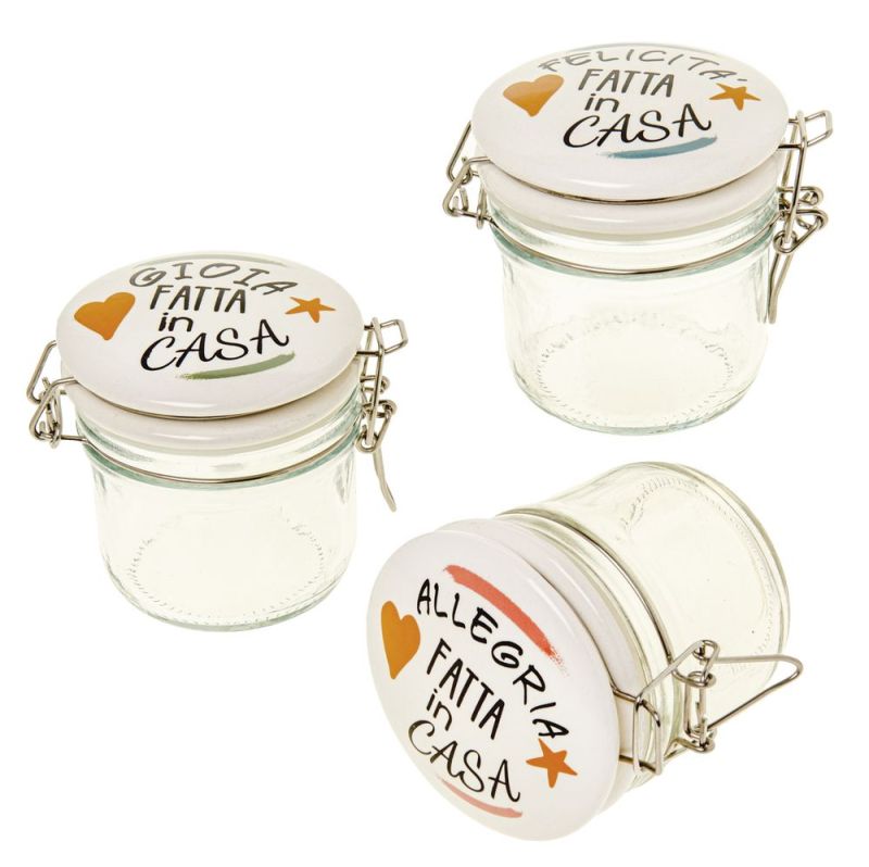 1 PZ MAISON Barattolo portaconfetti 9 cm tappo porcellana bomboniera