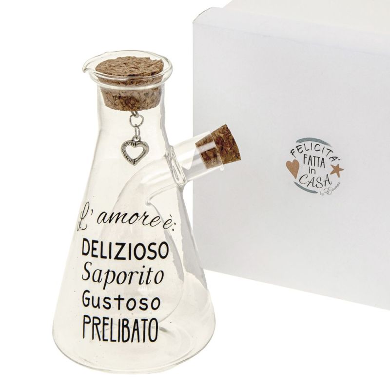 SAPORITO Olio e aceto in vetro con scritta 14.5 cm BOMBONIERA