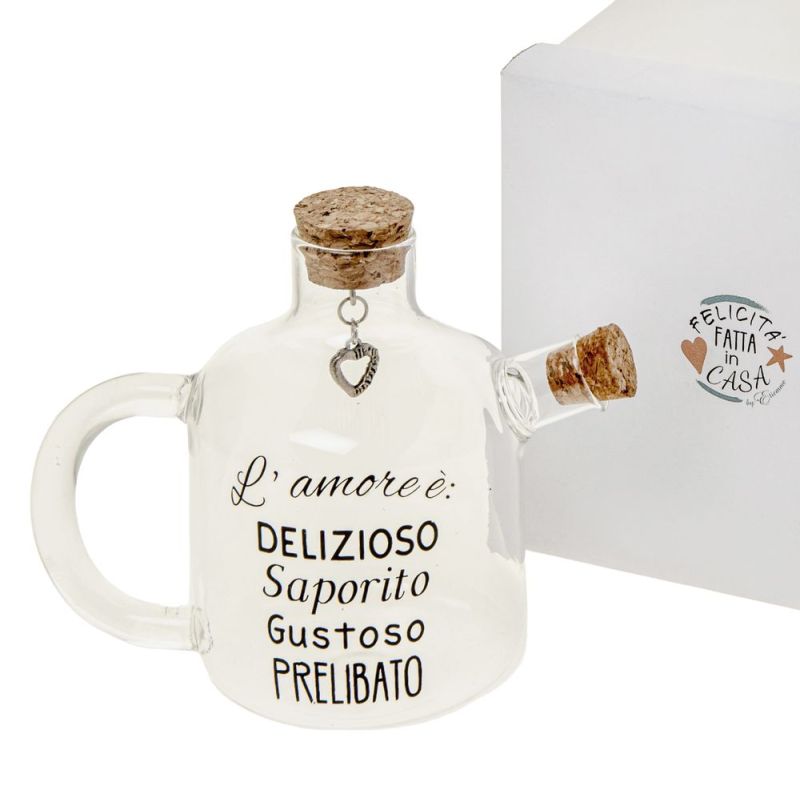 SAPORITO OLIERA in vetro con scritta 12.5cm in scatola regalo BOMBONIERA