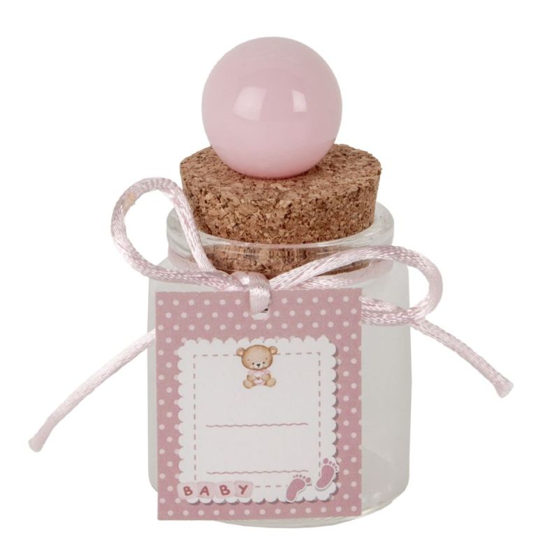BALL Barattolo vetro portaconfetti Baby ROSA - 8 cm BOMBONIERA