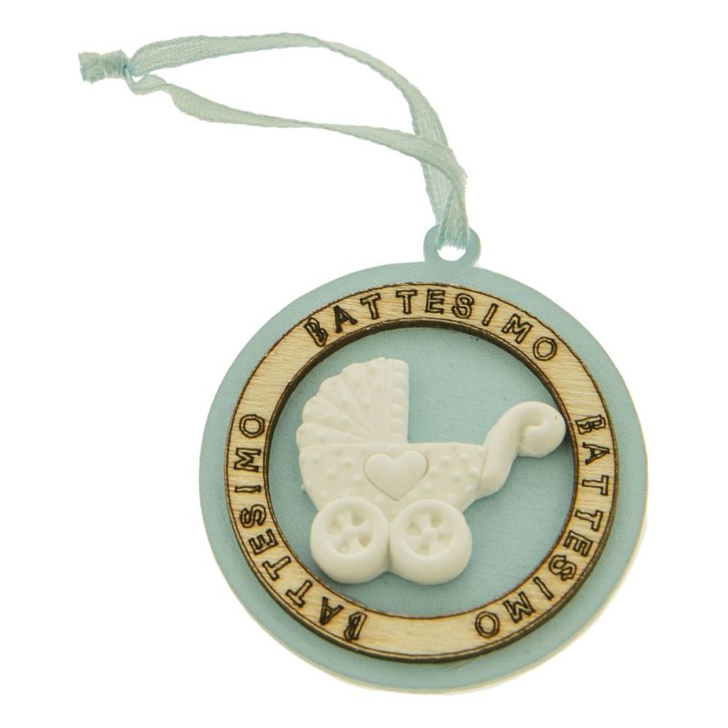 Decorazione BOMBONIERA Gessetto baby celeste BATTESIMO 4.5 cm