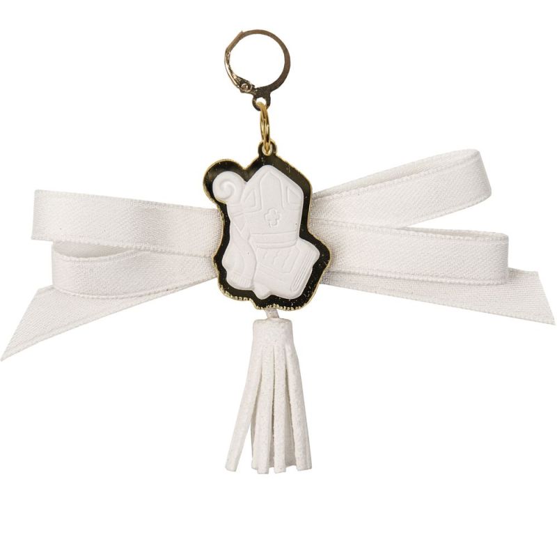 Portachiavi gessetto CRESIMA con nappina 7 cm BOMBONIERA