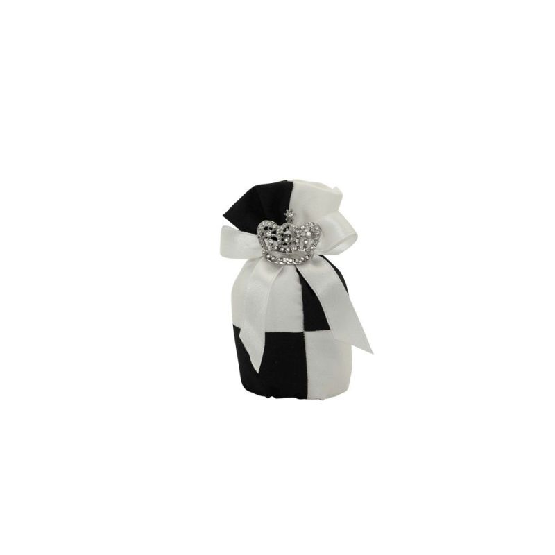 Sacchetto Portaconfetti design SCACCHI con corona BOMBONIERA