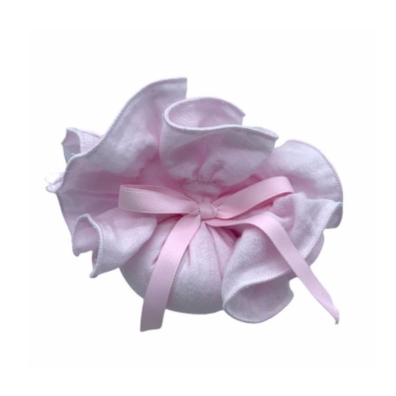 Fazzoletto Portaconfetti rouche cotone morbido ROSA BOMBONIERA