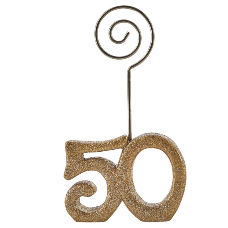 Segnaposto memoclip numero 50 glitter ORO 5x9 cm BOMBONIERA