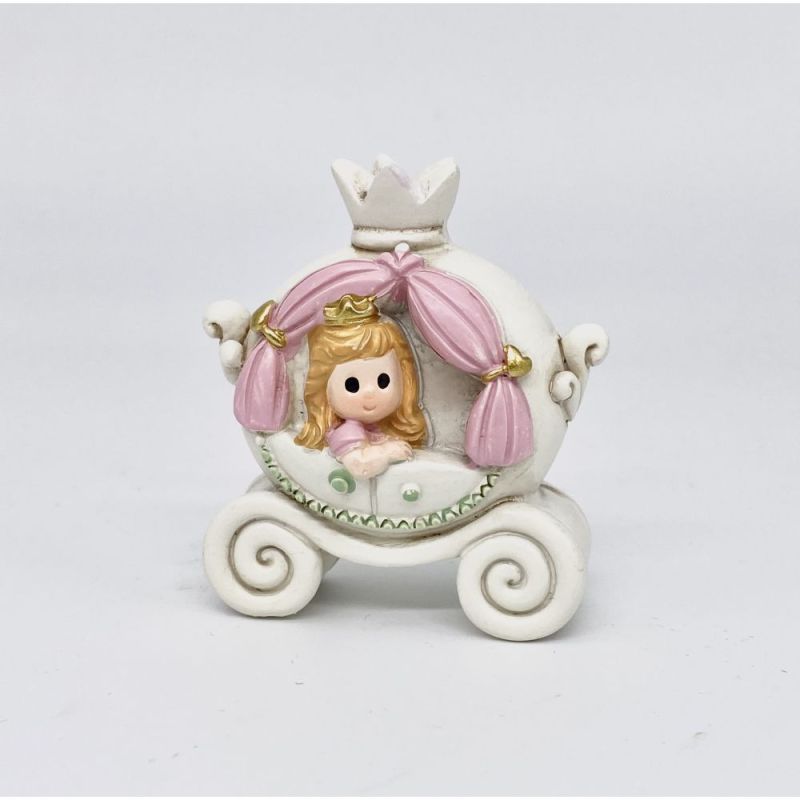 CARROZZA con PRINCIPESSA in resina da 6 cm BOMBONIERA