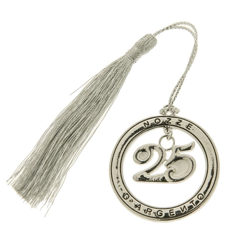 Decorazione BOMBONIERA Zama Ciondolo cerchio NOZZE D'ARGENTO 4 cm