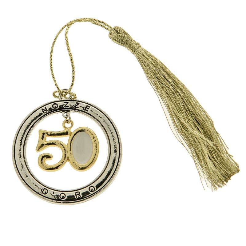 Decorazione BOMBONIERA Zama Ciondolo cerchio NOZZE D'ORO 4 cm