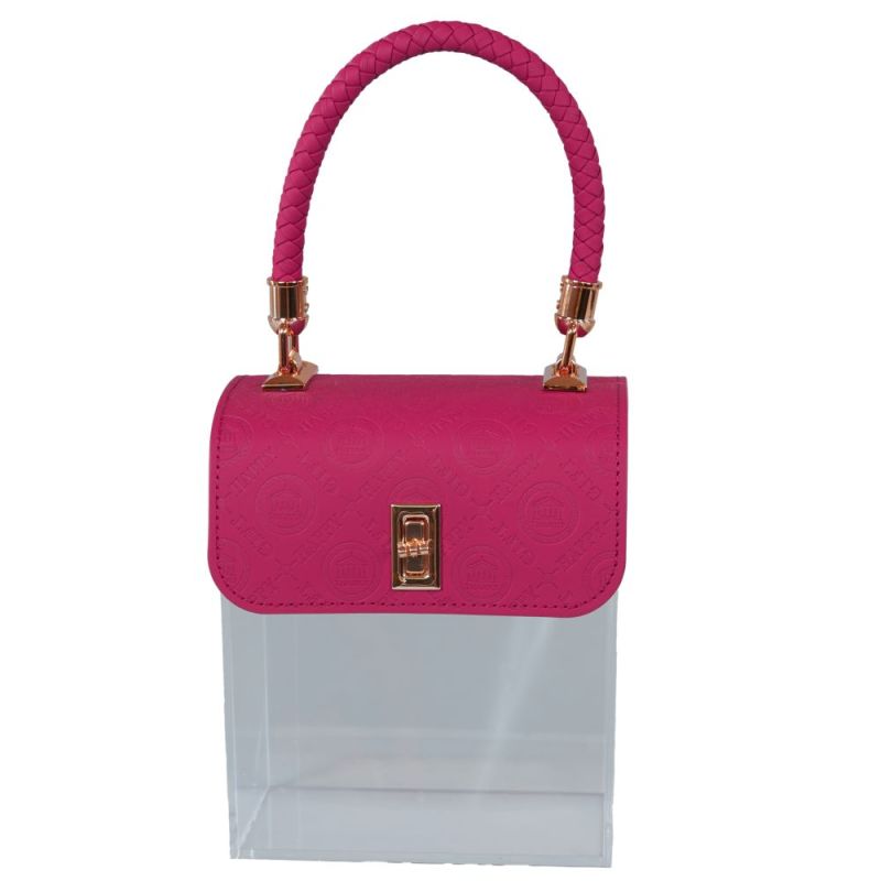 BORSA Plexiglass manico e coperchio in Similpelle FUXIA 16x18x10 cm