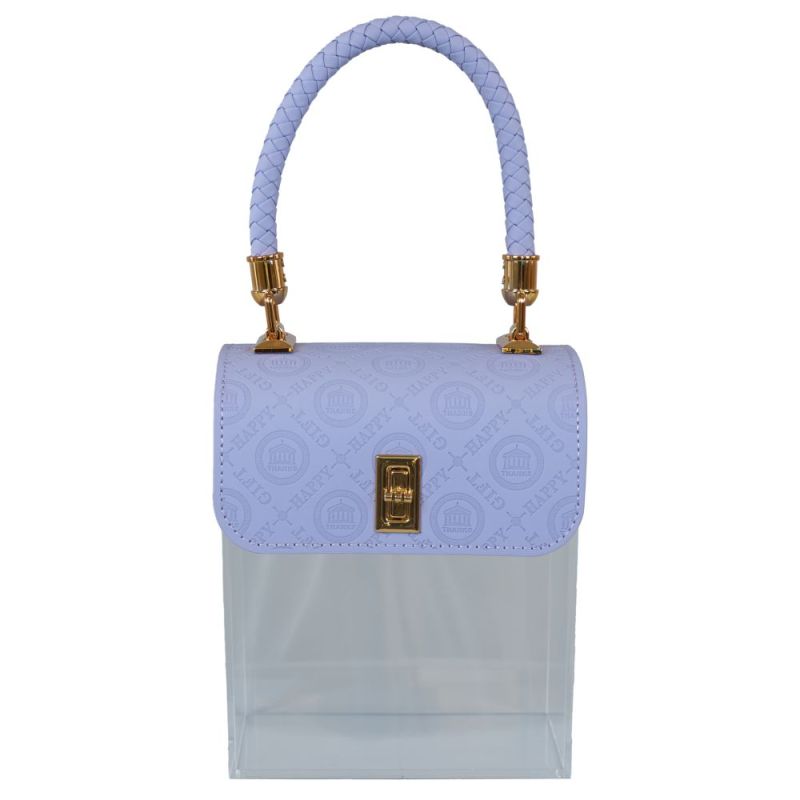 BORSA Plexiglass manico e coperchio in Similpelle LILLA 16x18x10 cm