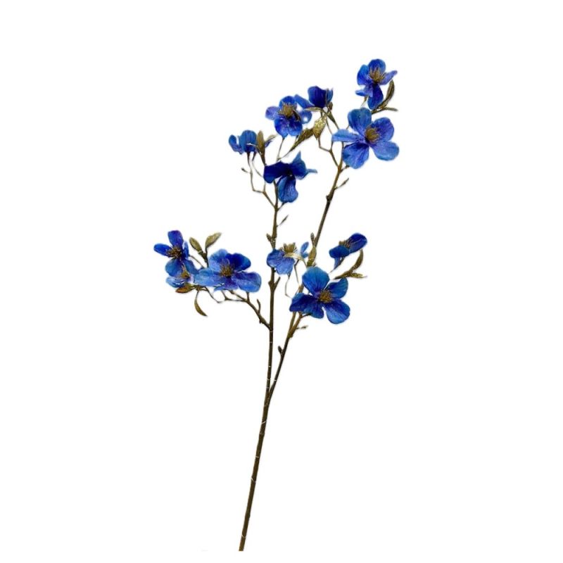 Fiori Artificiali NATALE Ramo da 50 cm di CORNIOLO BLU e ORO