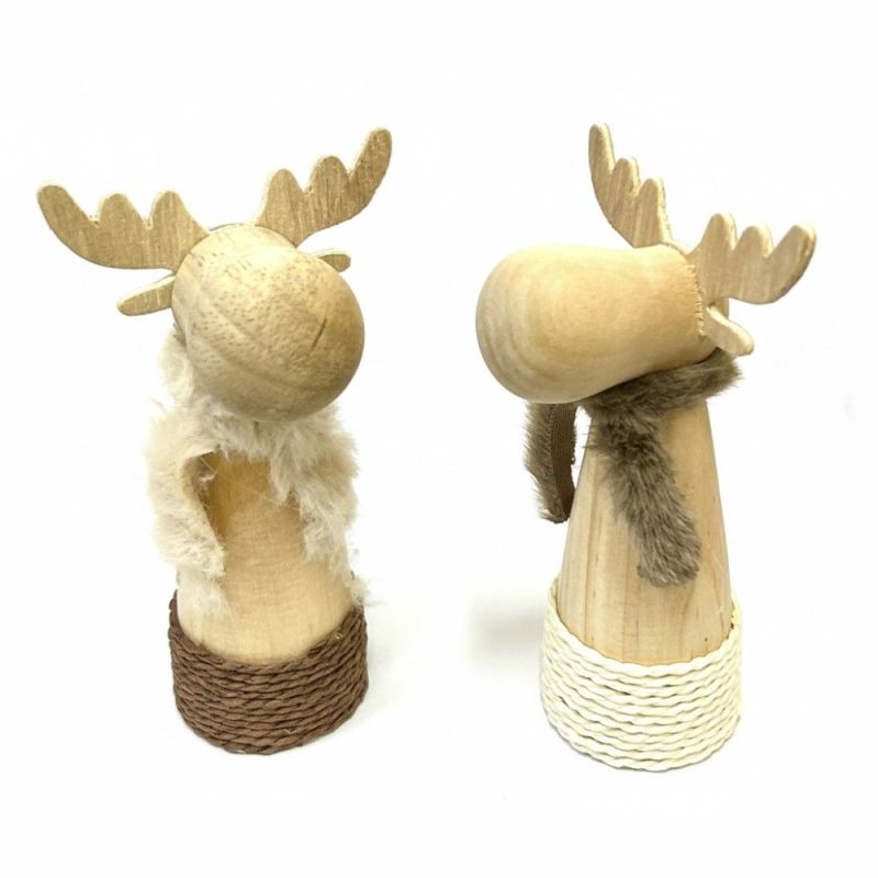 1 PZ Renna natalizia di natale in legno 7.7x5.7x13 cm