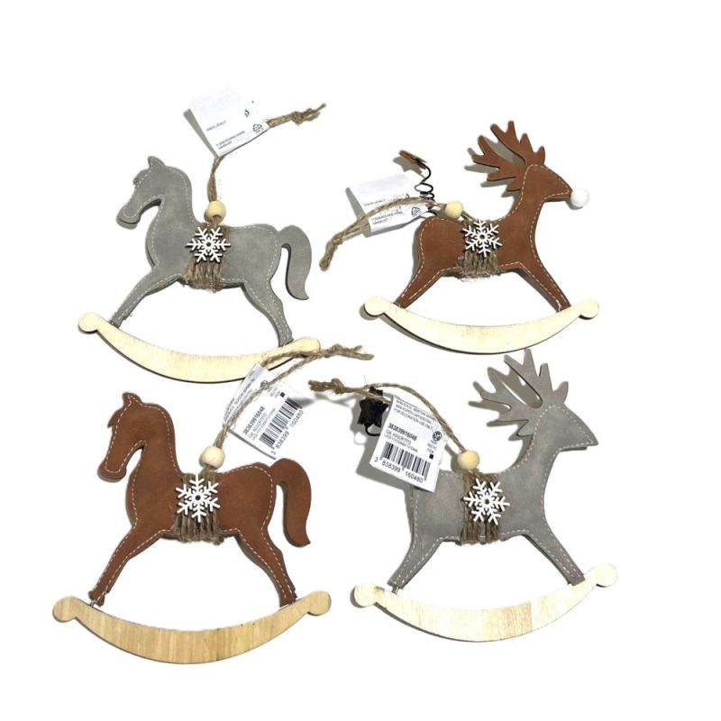 1 PZ Cavallo a dondolo o renna Natalizia da appendere 11.5 cm