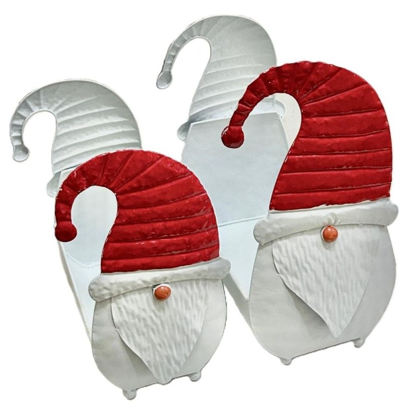 Set 2 Contenitori in metallo portavasi porta vasi con BABBO NATALE