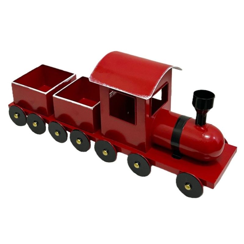 TRENO Trenino natalizio in metallo con 2 contenitori 59x16x14 cm