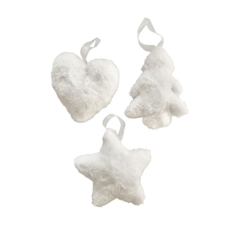 1 PZ Decorazione ALBERO DI NATALE in morbido PELUCHE BIANCO 13 cm