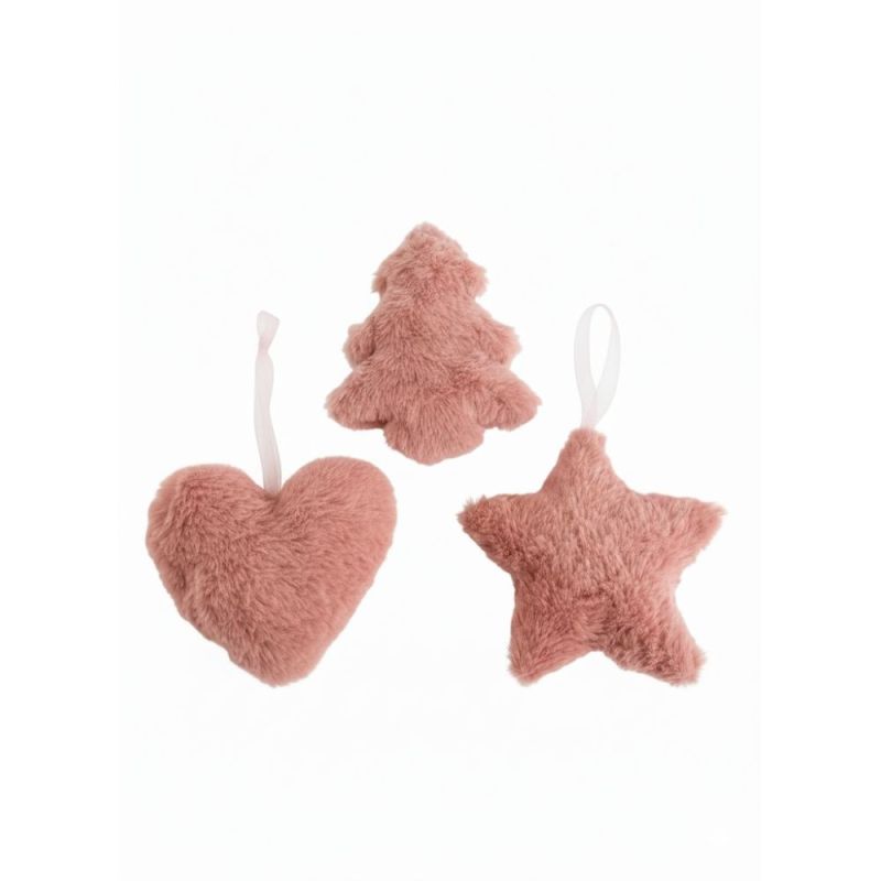1 PZ Decorazione ALBERO DI NATALE in morbido PELUCHE ROSA 13 cm